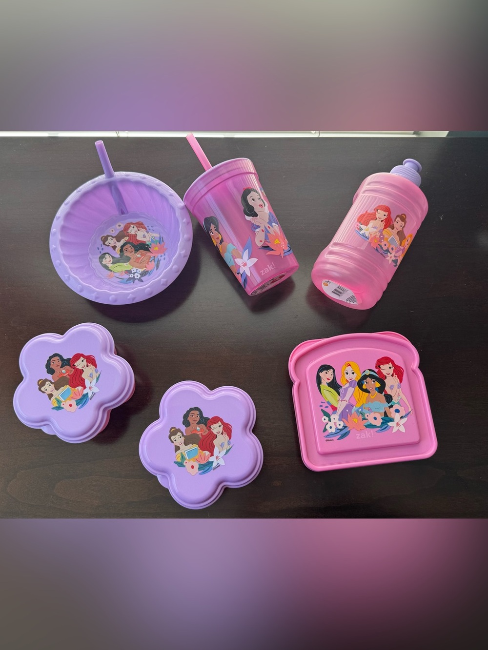 6 piece Zak Designs Kids Disney Princess Set